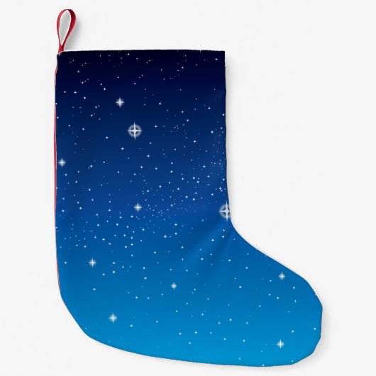 深い青の星空の夜 スモールクリスマスストッキング (正面)