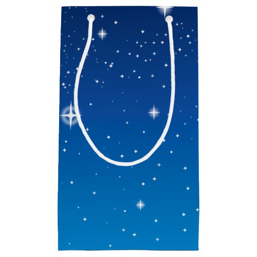 深い青の星空の夜 スモールペーパーバッグ (正面)