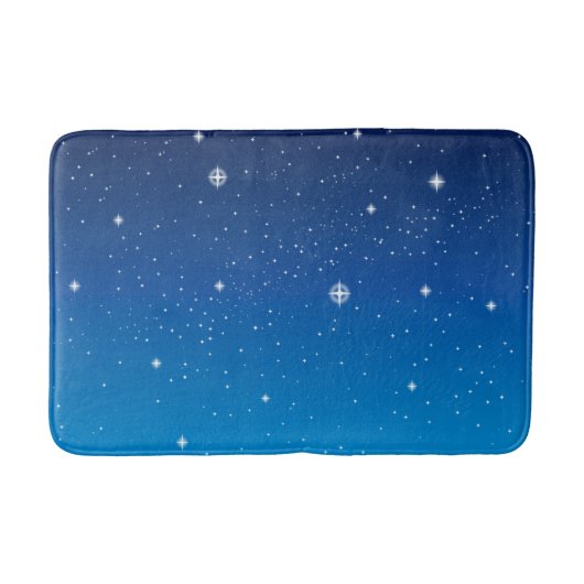 深い青の星空の夜 バスマット (正面)