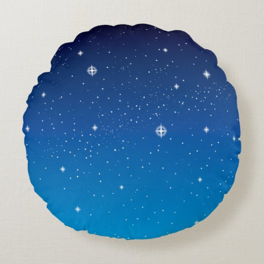 深い青の星空の夜 ラウンドクッション (正面)