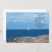 深い青海原の結婚式の帆ボート 招待状 (正面/裏面)