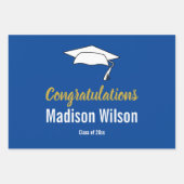 深い青白の卒業祝い ラッピングペーパーシート (正面)