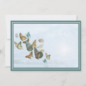 深い青緑の幻想的な蝶の結婚式招待状 招待状 (裏面)