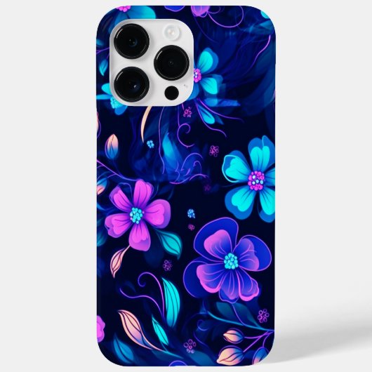 深い青色発光花デザイン Case-Mate iPhoneケース (裏面)