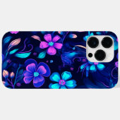 深い青色発光花デザイン Case-Mate iPhoneケース (裏面 (横))