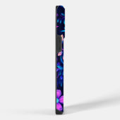 深い青色発光花デザイン iPhoneケース (右側面)