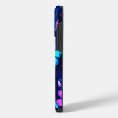 深い青色発光花デザイン iPhoneケース (左側面)