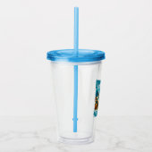 深い青、そして気分爽快な人魚とイルカのアート アクリルタンブラー (右)
