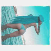 深い青 フリースブランケット (正面(横))