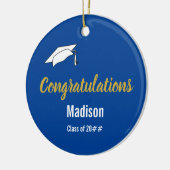 深い・ブルー卒業おめでとう セラミックオーナメント (左)