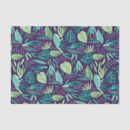 深い – 紫と緑の植物葉柄 薄葉紙