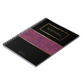 深いRubyろうけつ染めシンプル名 ノートブック (左側)