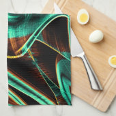 深くねじれたテープはアクアマリンとコーヒーの溝 キッチンタオル (四つ折り)