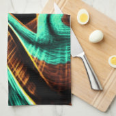 深くねじれたテープはアクアマリンとコーヒーの溝 キッチンタオル (四つ折り)