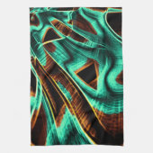 深くねじれたテープはアクアマリンとコーヒーの溝 キッチンタオル (縦)