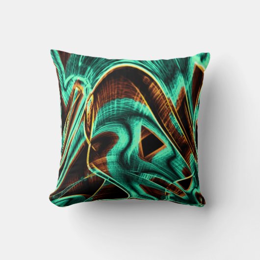 深くねじれたテープはアクアマリンとコーヒーの溝 クッション (正面)