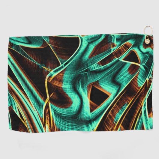 深くねじれたテープはアクアマリンとコーヒーの溝 ゴルフタオル (横)