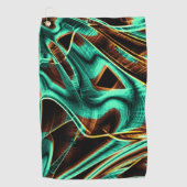 深くねじれたテープはアクアマリンとコーヒーの溝 ゴルフタオル (正面)