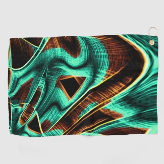 深くねじれたテープはアクアマリンとコーヒーの溝 ゴルフタオル (横)