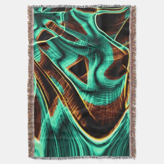深くねじれたテープはアクアマリンとコーヒーの溝 スローブランケット (正面縦)