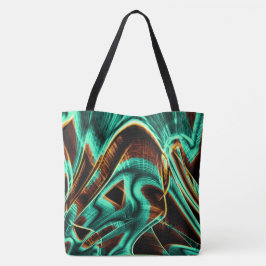 深くねじれたテープはアクアマリンとコーヒーの溝 トートバッグ