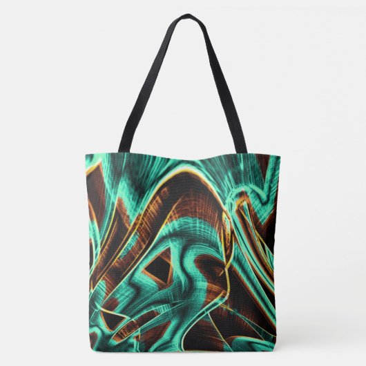 深くねじれたテープはアクアマリンとコーヒーの溝 トートバッグ (裏面)