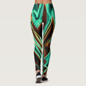 深くねじれたテープはアクアマリンとコーヒーの溝 レギンス (裏面)