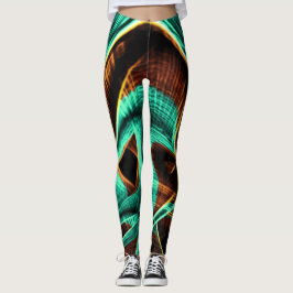 深くねじれたテープはアクアマリンとコーヒーの溝 レギンス