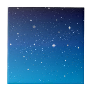 深く青い星明かりの夜空 タイル