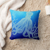 深く青い海のヴィンテージの巨大なタコ クッション (ブランケット)