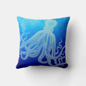 深く青い海のヴィンテージの巨大なタコ クッション (裏面)