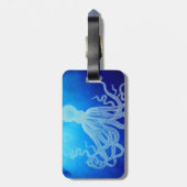 深く青い海のヴィンテージの巨大なタコ ラゲッジタグ (裏面縦)