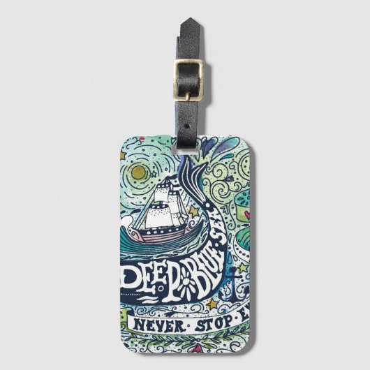 深く青い海|Never停止探検 ラゲッジタグ (正面縦)