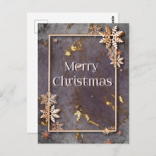 深さと雪の結晶とメリークリスマス ポストカード (正面/裏面)