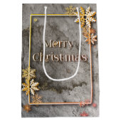 深さと雪の結晶とメリークリスマス ミディアムペーパーバッグ (裏面)