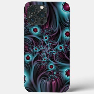 深みへの青とピンクのアブストラクトフラクタルアート iPhone 13 PRO MAXケース