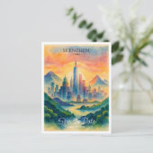 深セン中国宛先の日付の保存 ポストカード (スタンド正面)