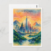 深セン中国宛先の日付の保存 ポストカード (正面/裏面)