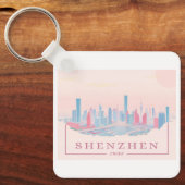 深セン中国未来的スカイラインパステルトラベル キーホルダー (正面)