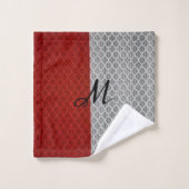 「深パーソナライズされた紅と灰色」 バスタオルセット (ウォッシュタオル)