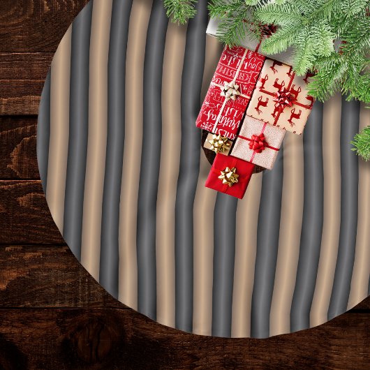 深モダンさスタイリッシュのトストストライプド茶色の ブラッシュドポリエステルツリースカート