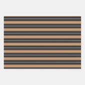 深モダンさスタイリッシュのトストストライプド茶色の ラッピングペーパーシート (正面3)