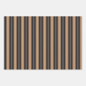 深モダンさスタイリッシュのトストストライプド茶色の ラッピングペーパーシート (正面2)