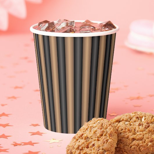 深モダンさスタイリッシュのトストストライプド茶色の 紙コップ