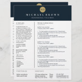 深刻な履歴書テンプレートシンプル澄ん (正面/裏面)