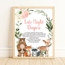 深夜おむつウッドランドフローラベビーシャワー ポスター