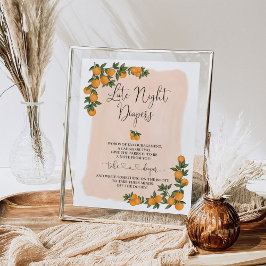 深夜おむつオレンジ柑橘系ベビーシャワーサイン ポスター