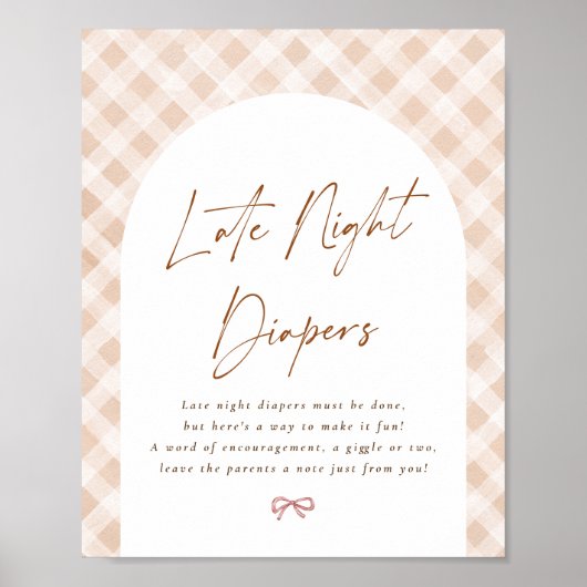 深夜おむつギンガムかわいこちゃんパイ赤ちゃんシャワー ポスター (正面)