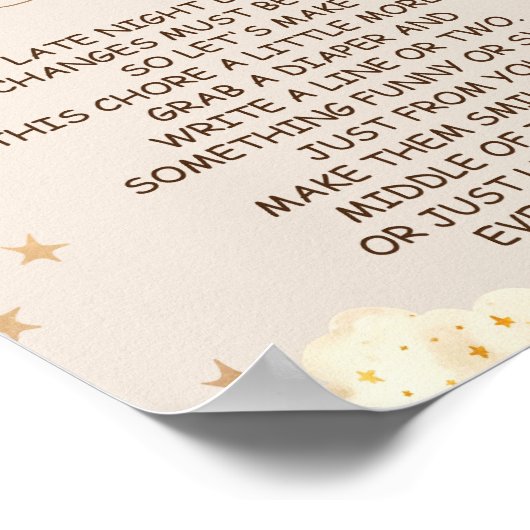 深夜おむつクマ気球テーマゲームサイン ポスター (角)