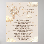 深夜おむつクマ気球テーマゲームサイン ポスター (正面)